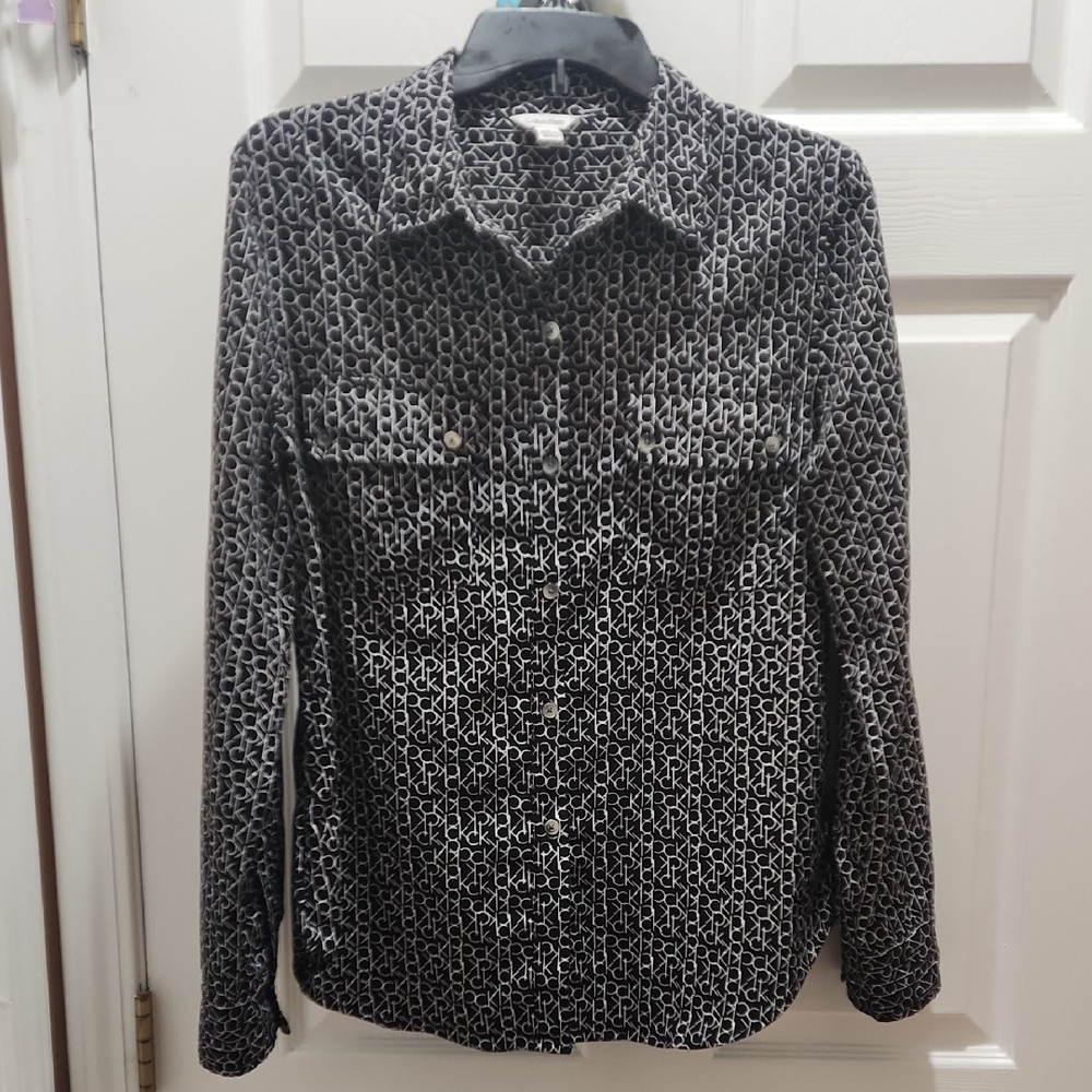 Calvin Klein Black and White Geometric Shirt Medium